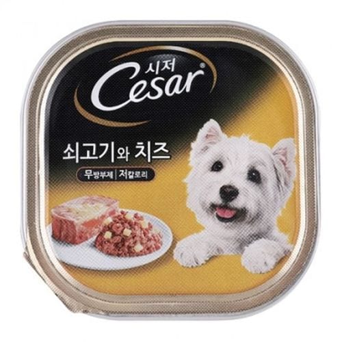 강아지 시저 소고기 치즈캔 애견 습식 사료 100g 1P X ( 2매입 )