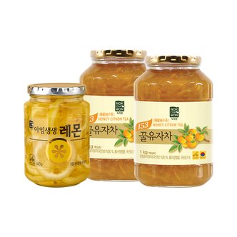 녹차원 꿀유자차1kgx2+아임생생레몬/자몽 550g 택1