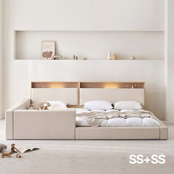 가구 제로업 LED수납헤드 가죽 세이프 패밀리침대 SS+SS 본넬