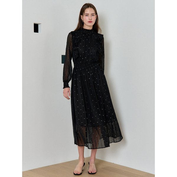 프릴 실크 글리터 드레스