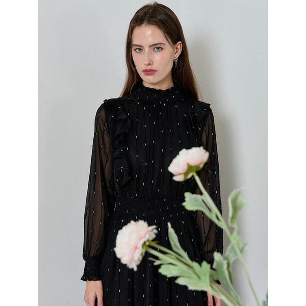 프릴 실크 글리터 드레스