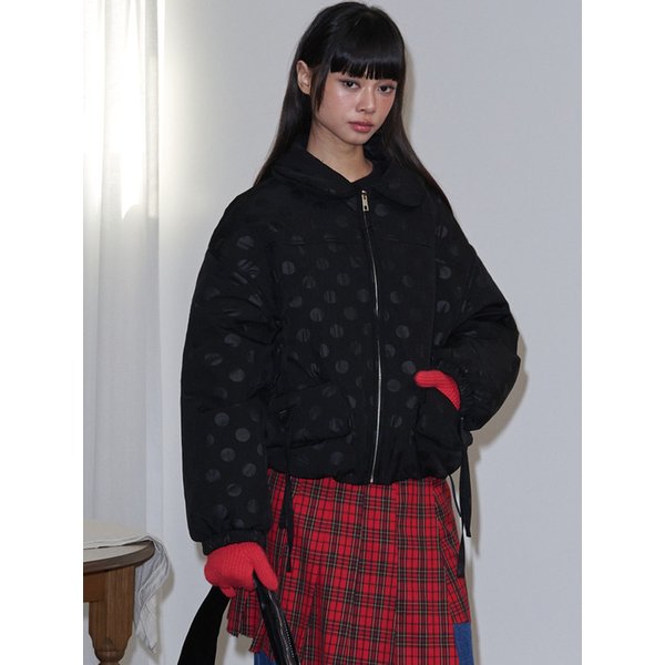 Dot Pattern Padding Jacket_Black