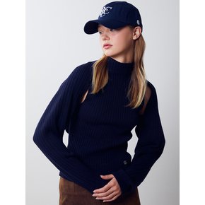 Ribbed Knit Bolero Cardigan [NAVY]