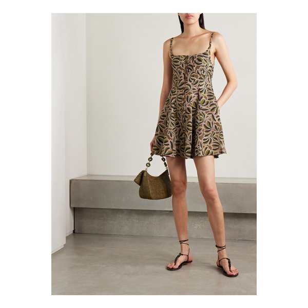 라 리뉴 알바 프린트 리넨 혼방 미니 드레스 그린 1647597360347588