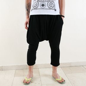 롤프 남자배기 남성배기 배기바지 똥싼바지 밴딩팬츠 통큰 베기 스판 블랙 검정 끈 패션