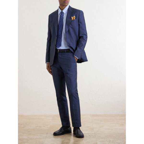 슬림 테이퍼드 코튼 리넨 블렌드 수트 팬츠 46376663163069553