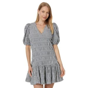 이스퀘어 4675923 Calvin Klein Gingham Print Gauze Dress with Puff Sleeve