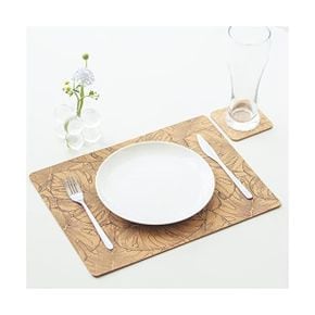 독일 식탁매트 세트 Washable Cork Placemats and Coasters Set of 6 HeatResistant NonSlip Tab