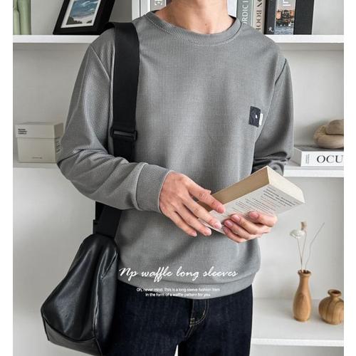 [깨비몰] 남성 레이어드 티셔츠 라운드 무지 롱슬리브(1)