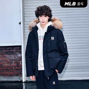 MLB [엠엘비코리아공식] 고프코어 아웃포켓 FUR 구스 숏패딩 NY (Black)