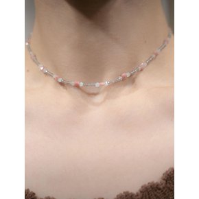 HR 39N_Pink Moonstone Labradorite Beads Necklace