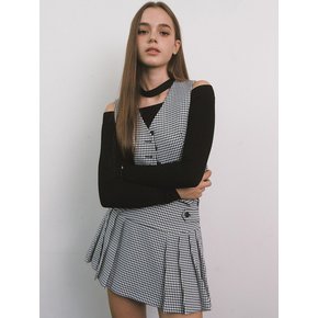 Hound Tooth Pattern Pleats Skirt