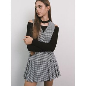 Hound Tooth Pattern Pleats Skirt