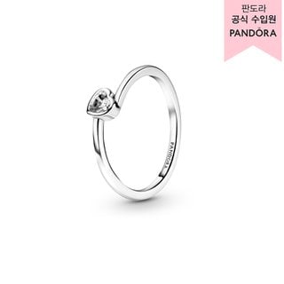 판도라 [백화점 보증서 제공] 클리어 틸티드 하트 솔리테어 링_199267C02