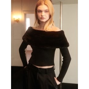 Gigi Fur Off-shoulder Top [Black]