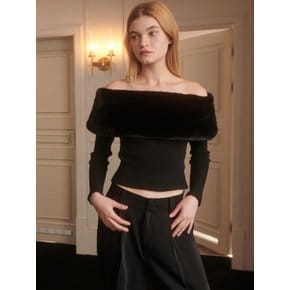 Gigi Fur Off-shoulder Top [Black]