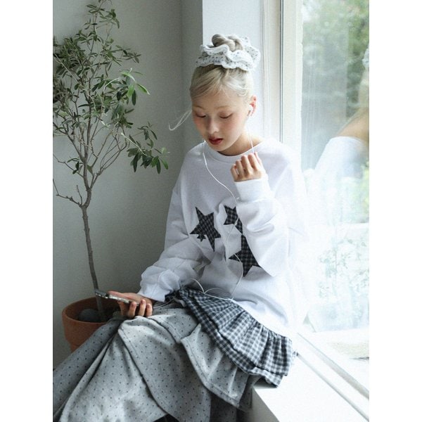 STAR FRILL LONGSLEEVED T-SHIRT(WHITE)