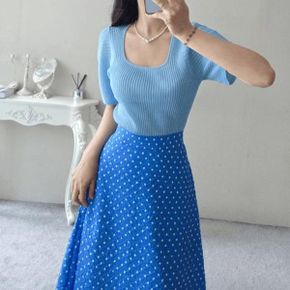 리마 골지 퍼프 스퀘어넥 여름 티셔츠  4COLOR _P429237388