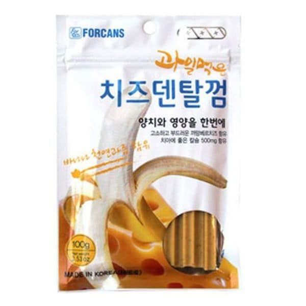 강아지껌 덴탈껌 치석 제거 간식껌 치즈 바나나 100g X ( 2매입 )