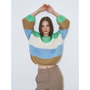 Mohair color block sweater (blue)