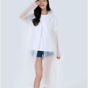 반투명 화이트 프리사이즈 우비 후드 조절끈 우의 비옷 휴대용 방수 휴대용 방우 똑딱 단추