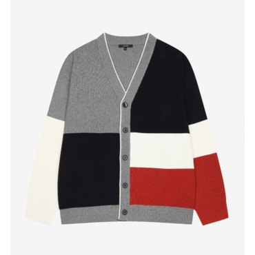 파렌하이트 [FAHREN] 25S/S 컬러 블록 배색 가디건 (FKUCA8332-GY)