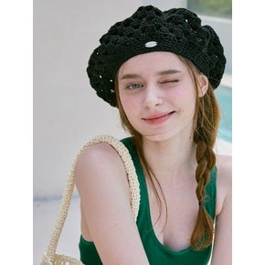 No.231 / Fruits Crochet Beret _ Black