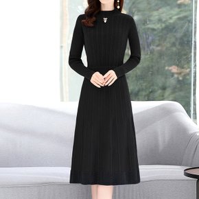 퍼 배색 니트 플레어 원피스_M2512OP613D