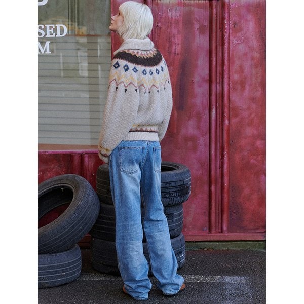 2-Way Fur Collar Cardigan (Beige)