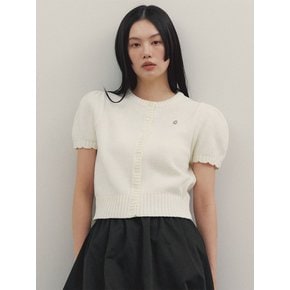 퍼프 라운드넥 가디건_White