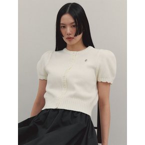 퍼프 라운드넥 가디건_White