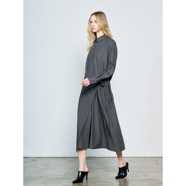 2-Way Wrap Shirt Dress 3Colors