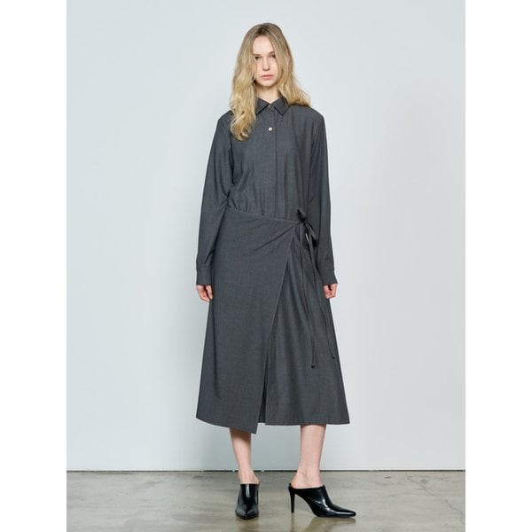 2-Way Wrap Shirt Dress 3Colors