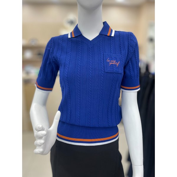 [여주점] 여성 케이블 조직 반팔 카라 스웨터 GP322LKP81