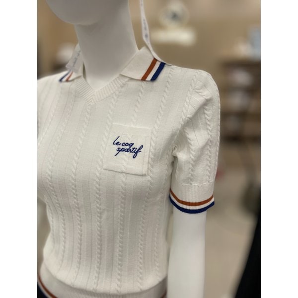 [여주점] 여성 케이블 조직 반팔 카라 스웨터 GP322LKP81