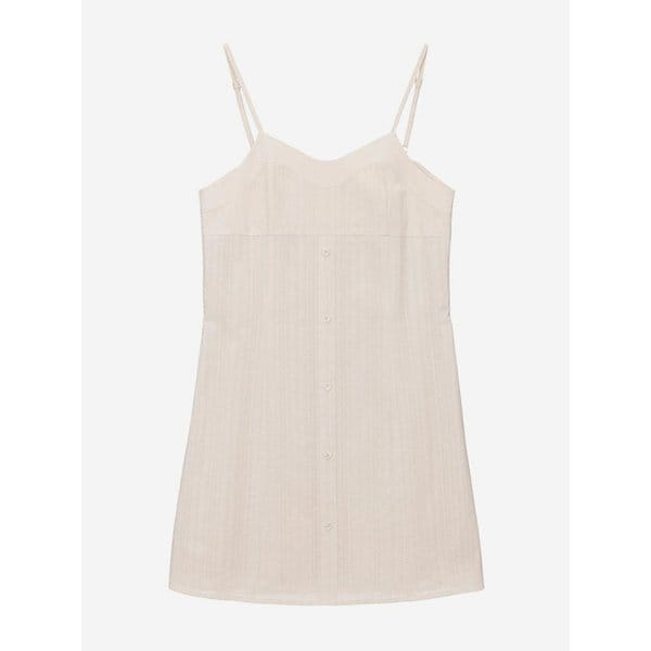 [SPNK] 스트라이프 슬리브리스 드레스_베이지