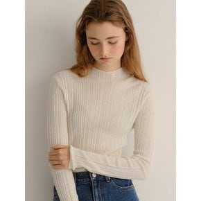 wool blend ribbed pullover  (cream)