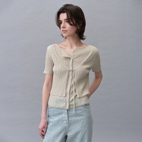 Layered Half-Sleeve Knit Cardigan KK6MP4360_91