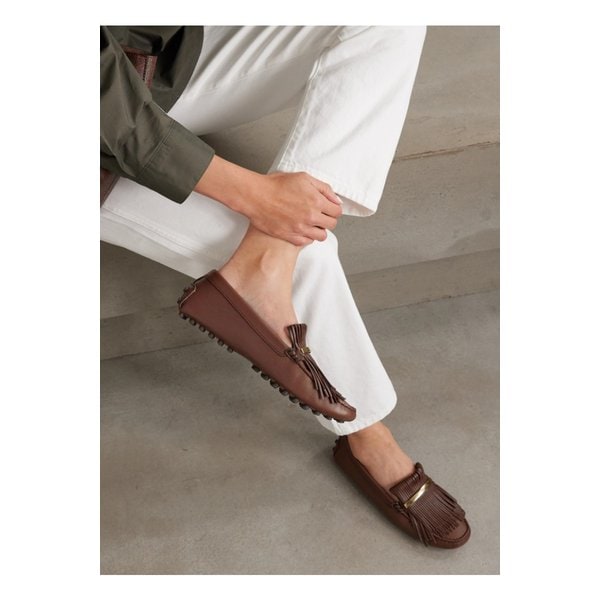 고미노 장식 프린지 가죽 로퍼 브라운 46376663162854990