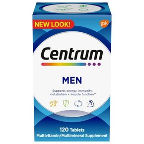 Centrum Men 종합비타민 / 종합미네랄 식이보충제 정제 - 120ct, 센트럼 건강식품