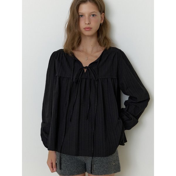 Florence ribbon blouse (black)