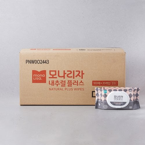 모나리자 내추럴 플러스 물티슈 100매*20팩 (캡형)