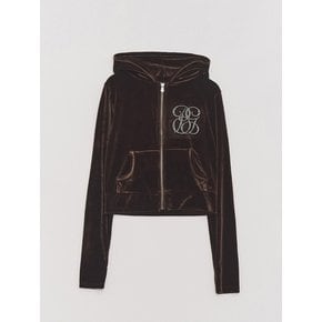 Cubic Logo Velvet Slim-fit Zipup Brown