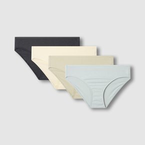 여 코튼 베이직 힙허거 팬티 4매 (BEIGE/ MINT/ BLACK )