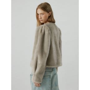 PRELUDE KET shoulder volume fur coat [grey]