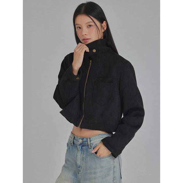 하이넥 버튼 스웨이드 자켓_T521OT805