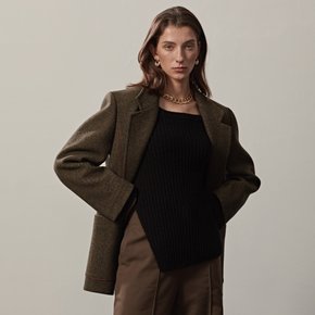 OVERSIZED PIPING WOOL TWILL JACKET(KHAKI)