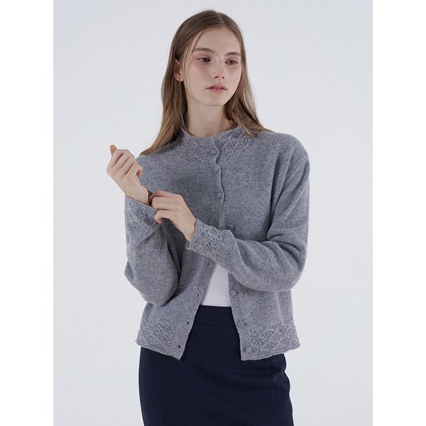 텍스처  울 100 니트 가디건 - 그레이