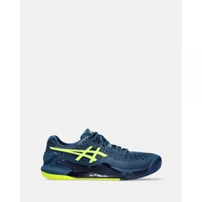 5021044 ASICS GEL-Resolution 9 (Hardcourt) Wide - Mens Mako Blue/Safety Yellow