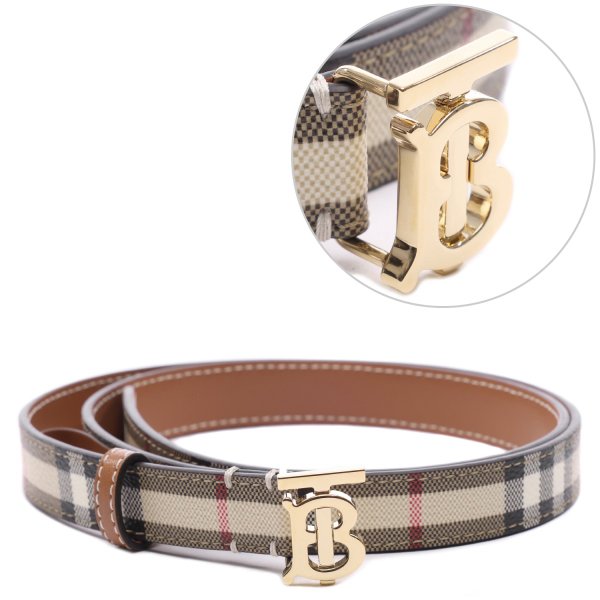 [부산점] 24FW 여성 TB 체크 씬 벨트 (8093838 VINTAGE CHECK LIGHT GOLD 24F)